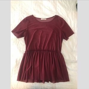 Maroon Mesh Short Sleeve Shirt